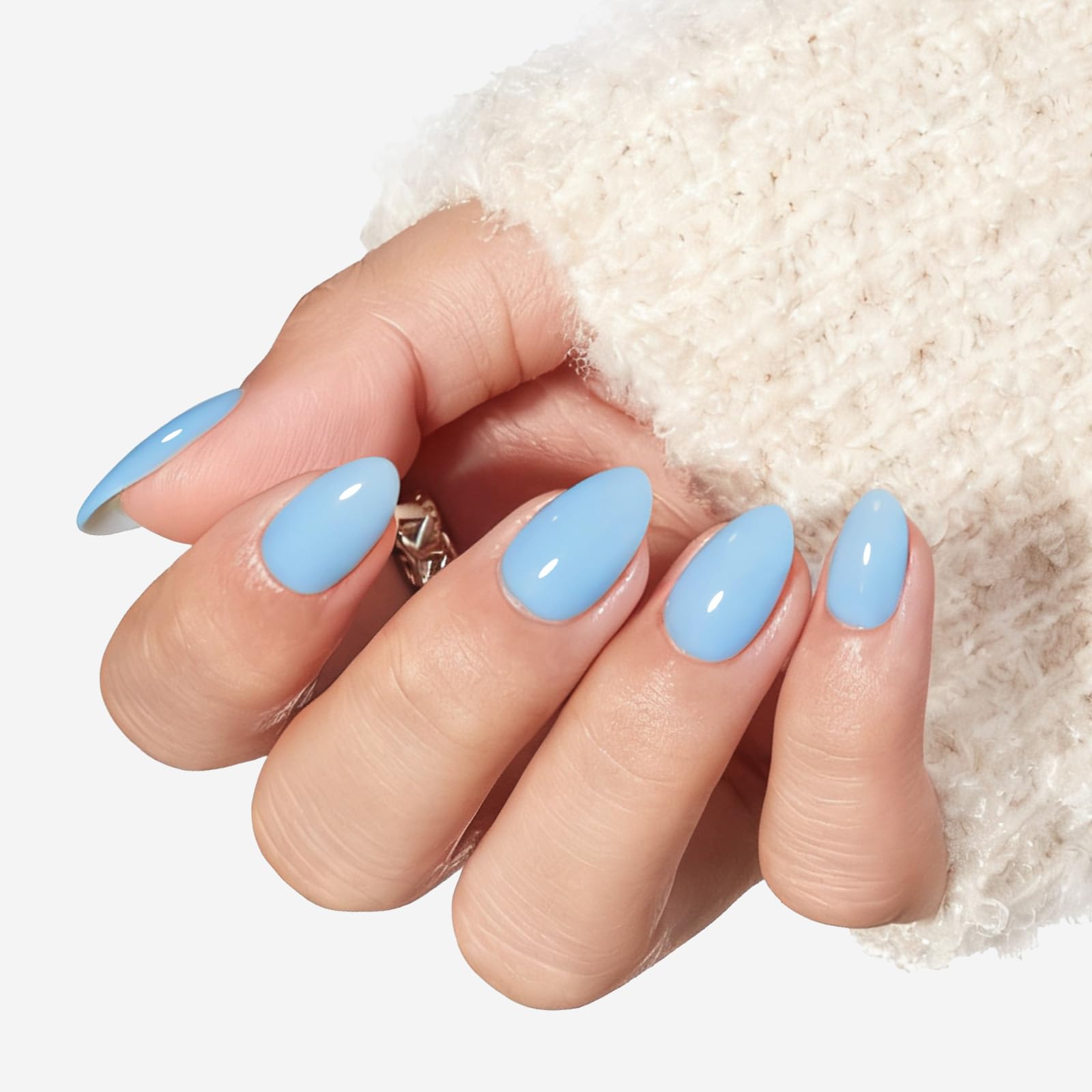 modelones close-up of oval nail surface highlighting smooth, glossy finish