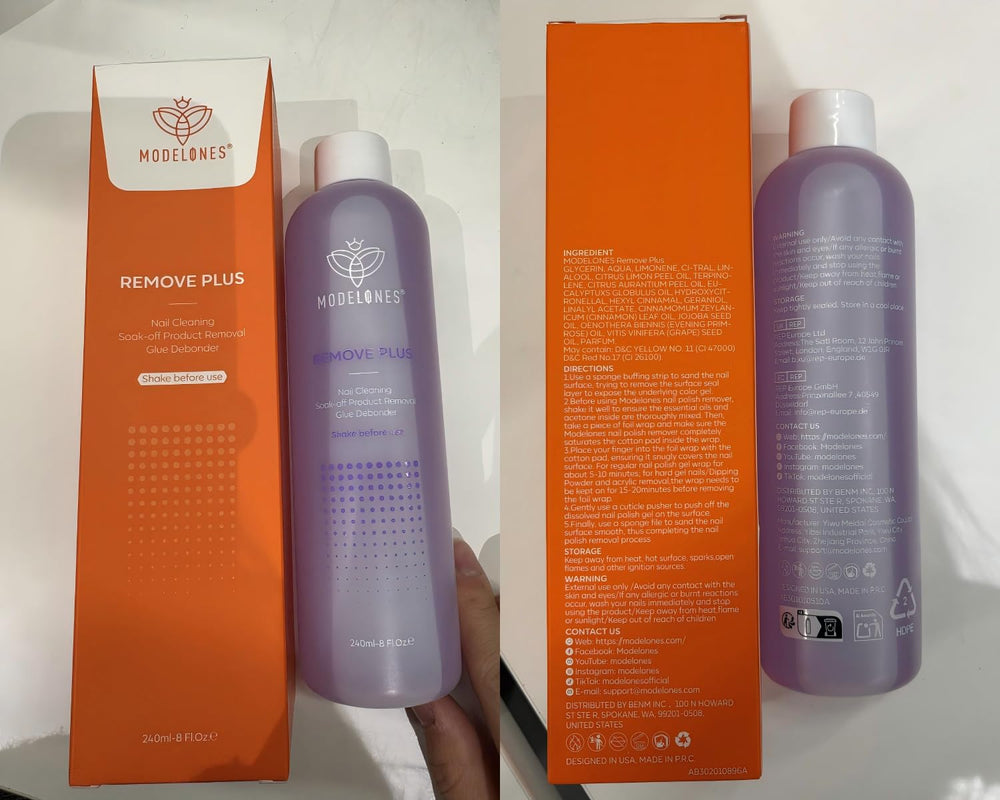 modelones packaging back label ingredients showing oil and acetone content