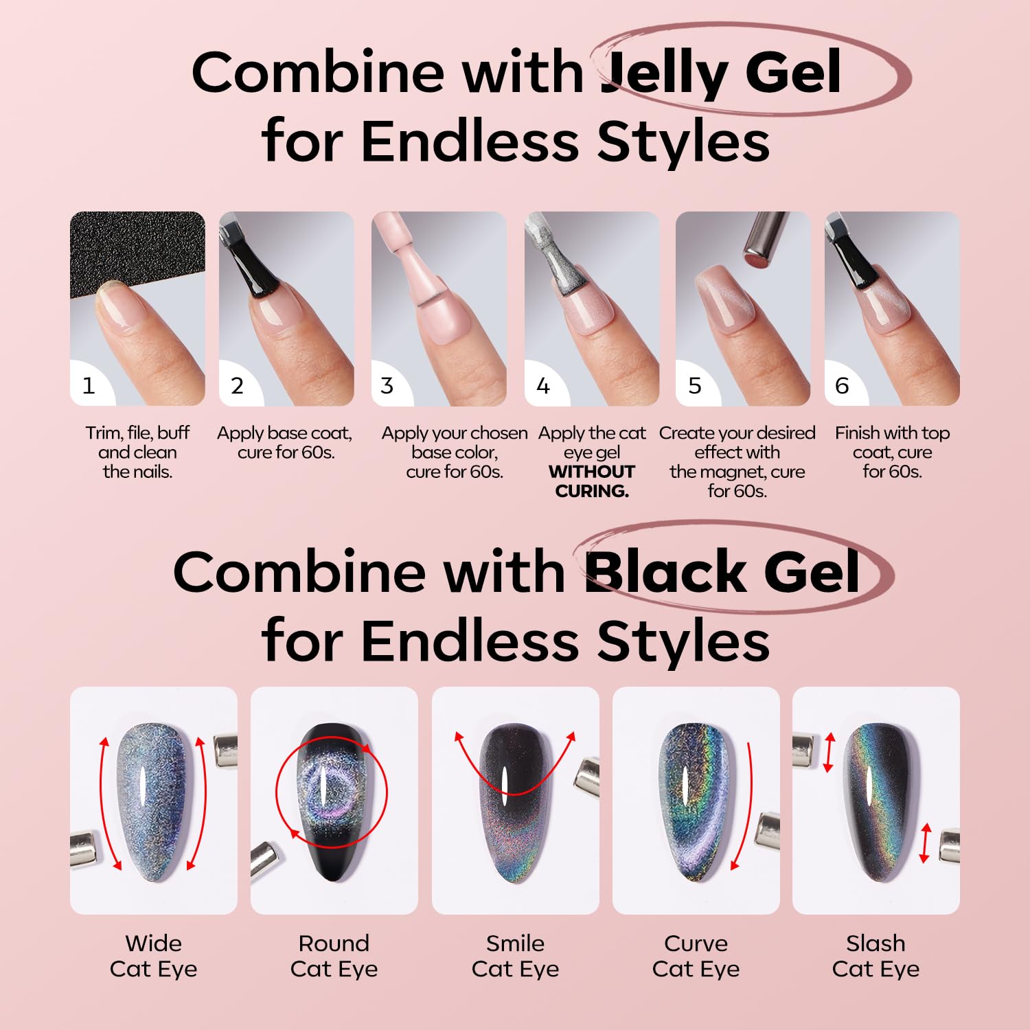 modelones hand swatches displaying range of reflective effects for color experimentation