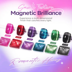 modelones pink gel swatch on nail tip showing vibrant holographic cat-eye effect