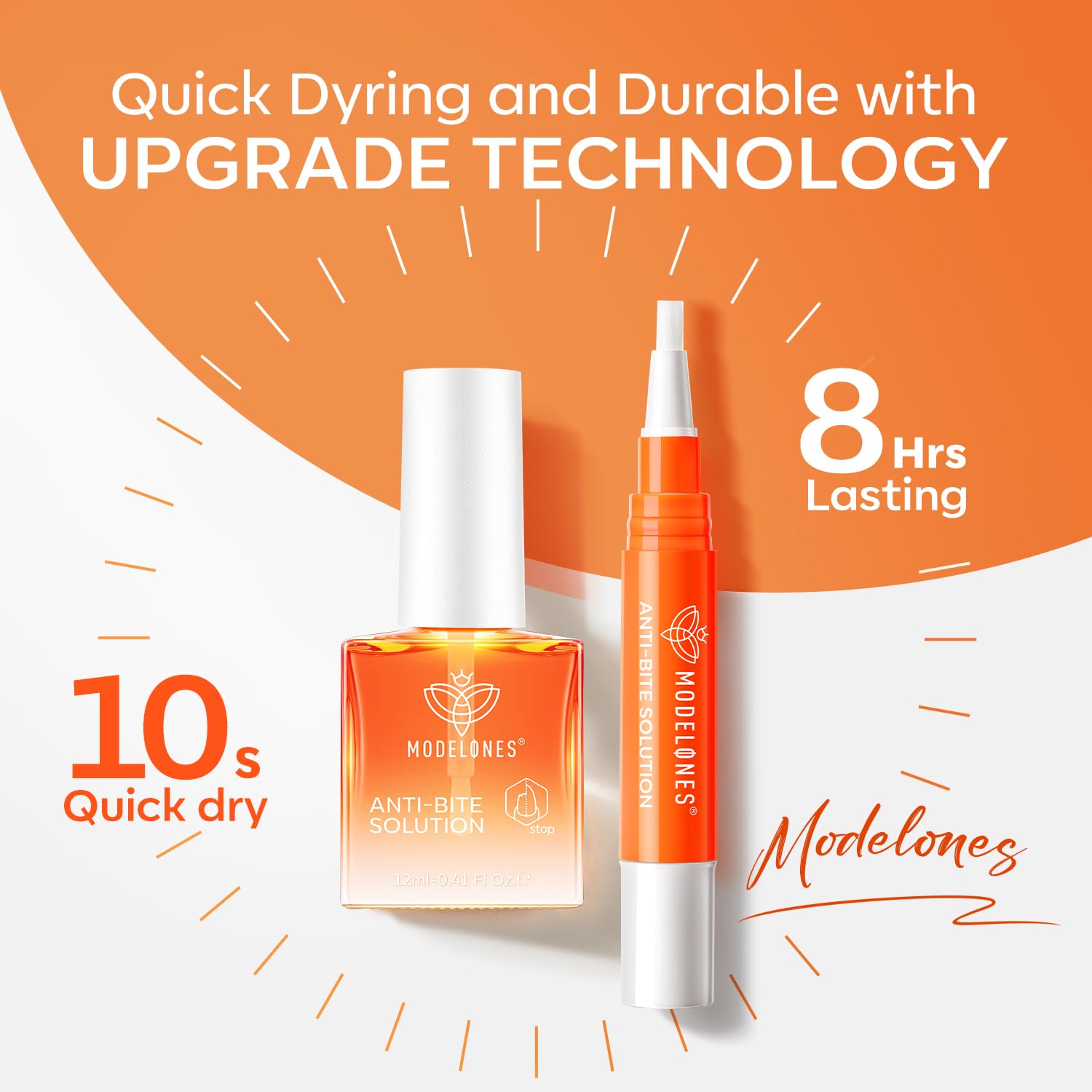 modelones polish brush and bottle detail highlighting quick-dry invisible finish