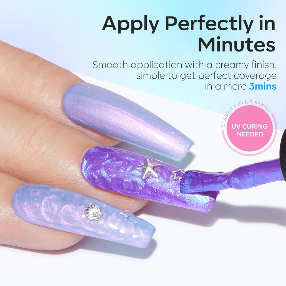 modelones polish applied on nails demonstrating mermaid swirl, wearable look benefit
