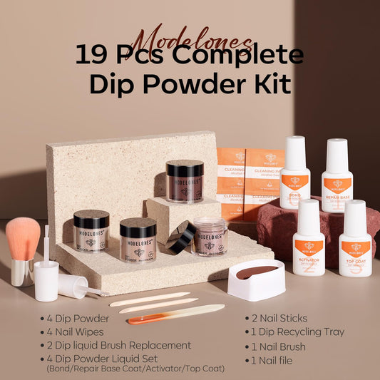 modelones four powder pots arranged to show beige brown and two glitter finishes for styling