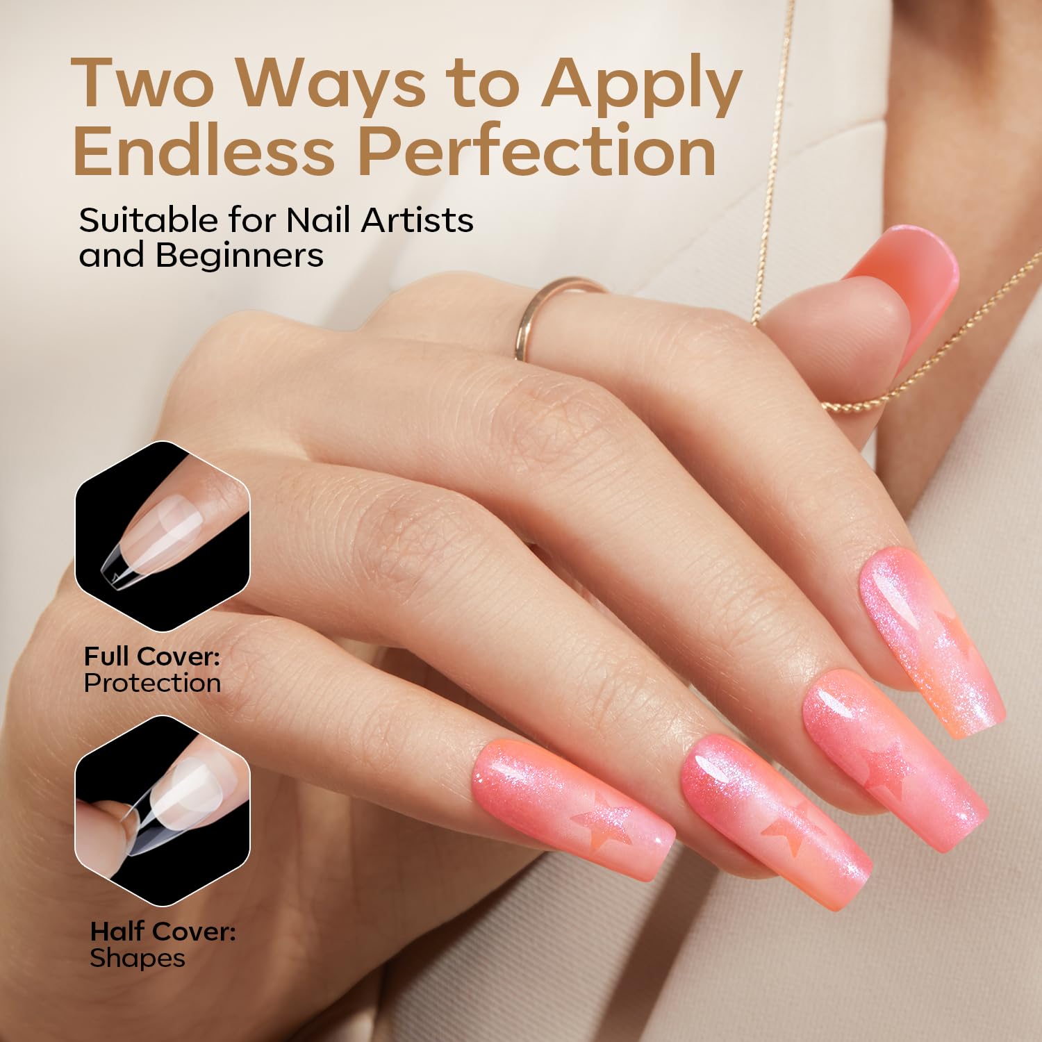 modelones press-on application demo showing fast salon-style results