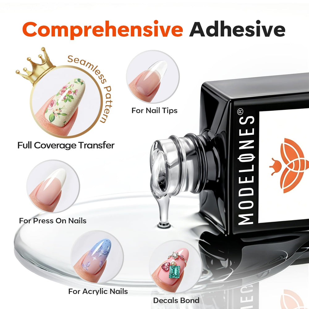 modelones adhesive securing press-on nail during placement for long-lasting hold