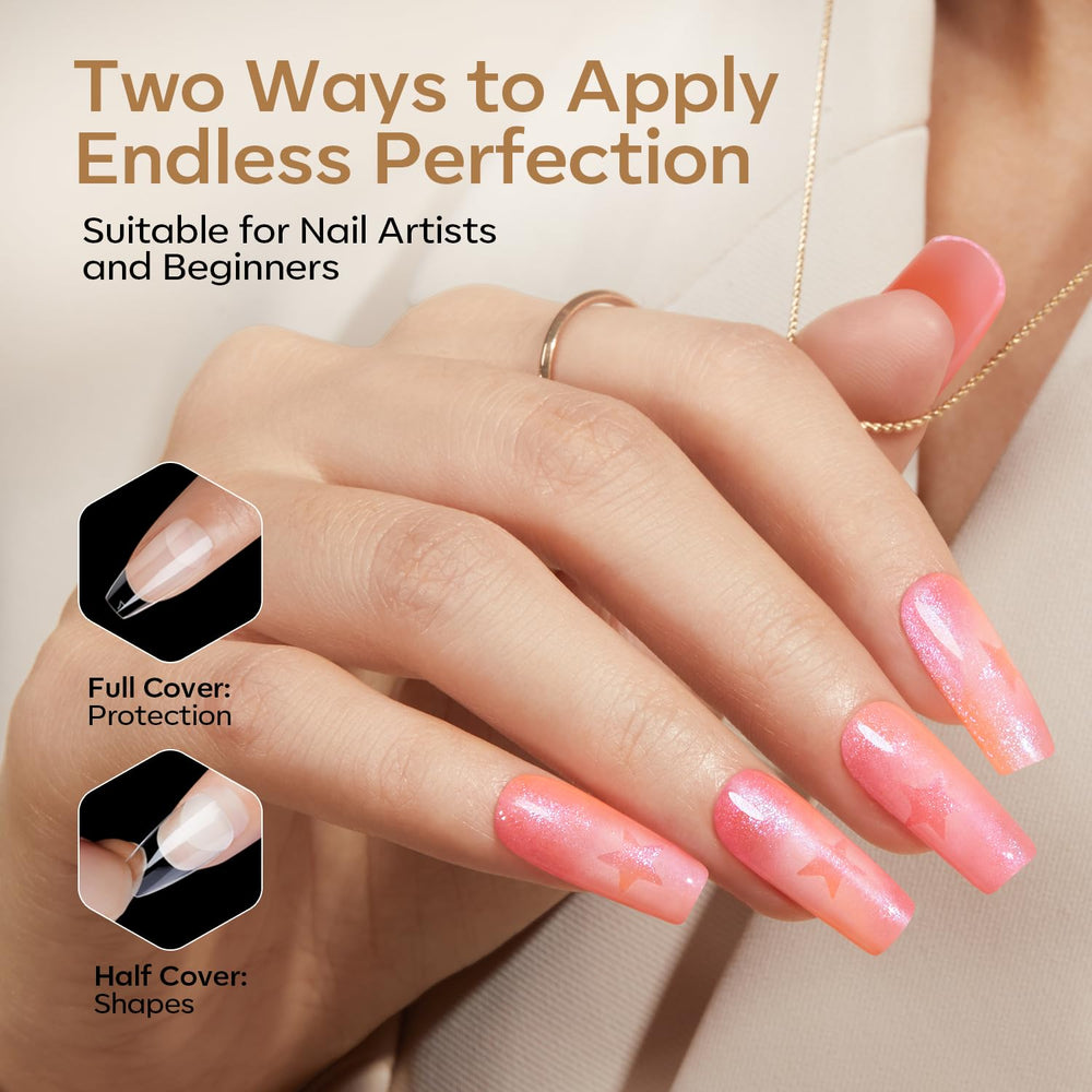 modelones press-on application demo showing fast salon-style results