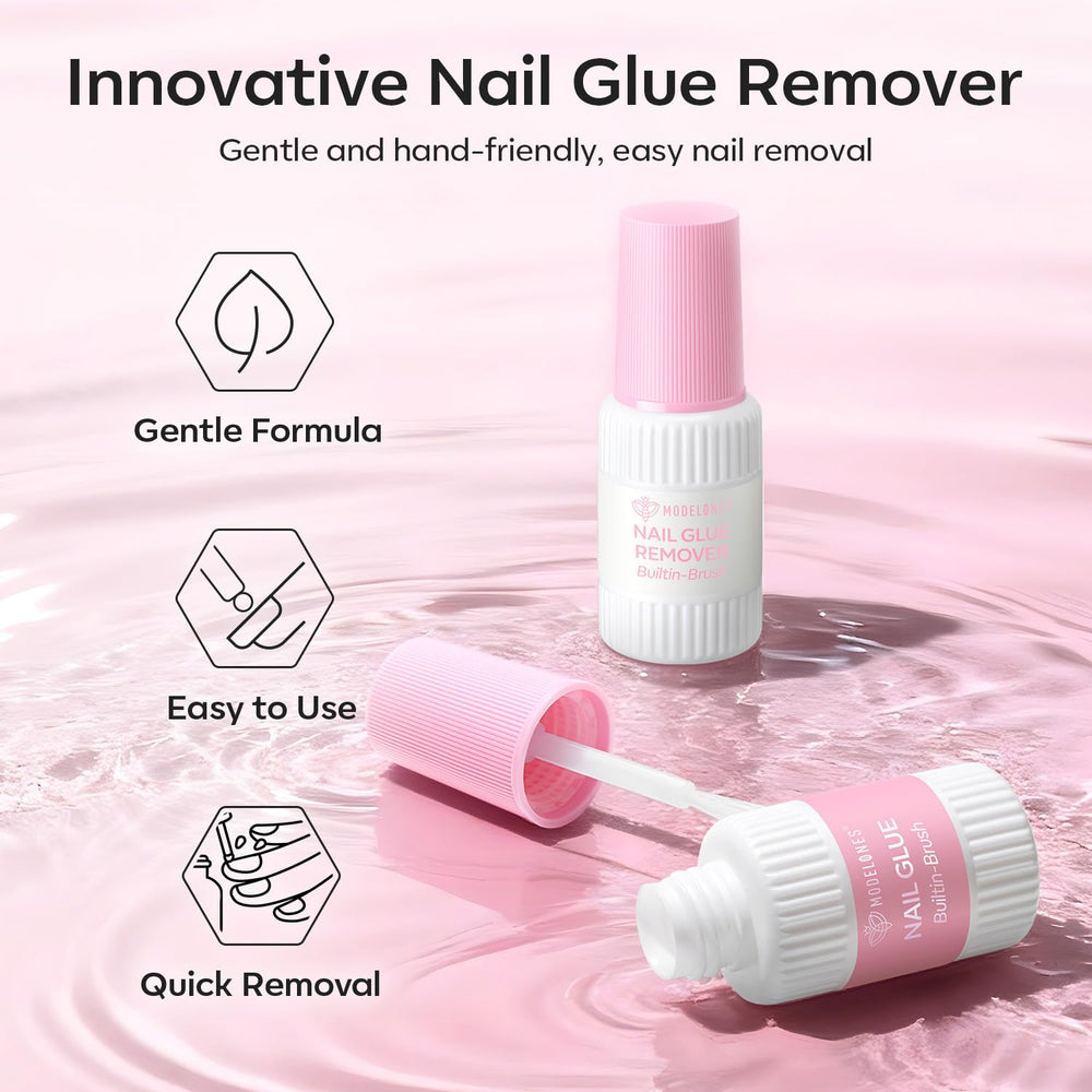 modelones applying press-on nail in hand for quick set