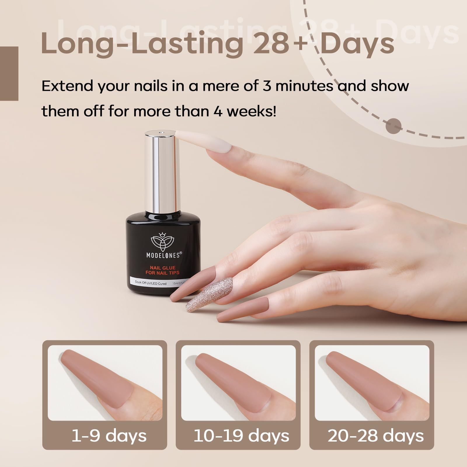 modelones applied to press-on nails showing seamless fit and extended wear