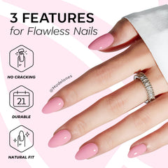 Modelones press on nails being applied demonstrating quick application