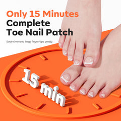 modelones press-on toenails worn in a pedicure for natural look