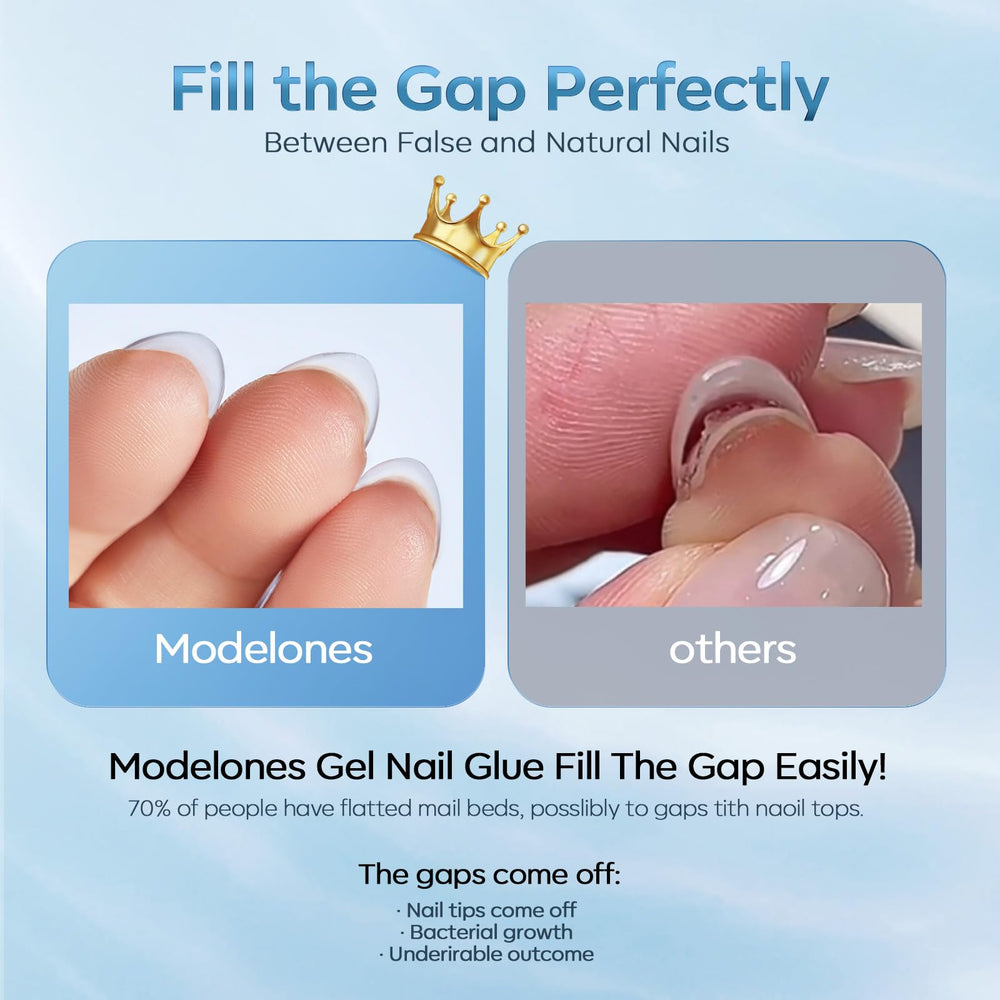 modelones press-on tips in use highlighting secure bond and neat edges