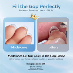 modelones press-on tips in use highlighting secure bond and neat edges