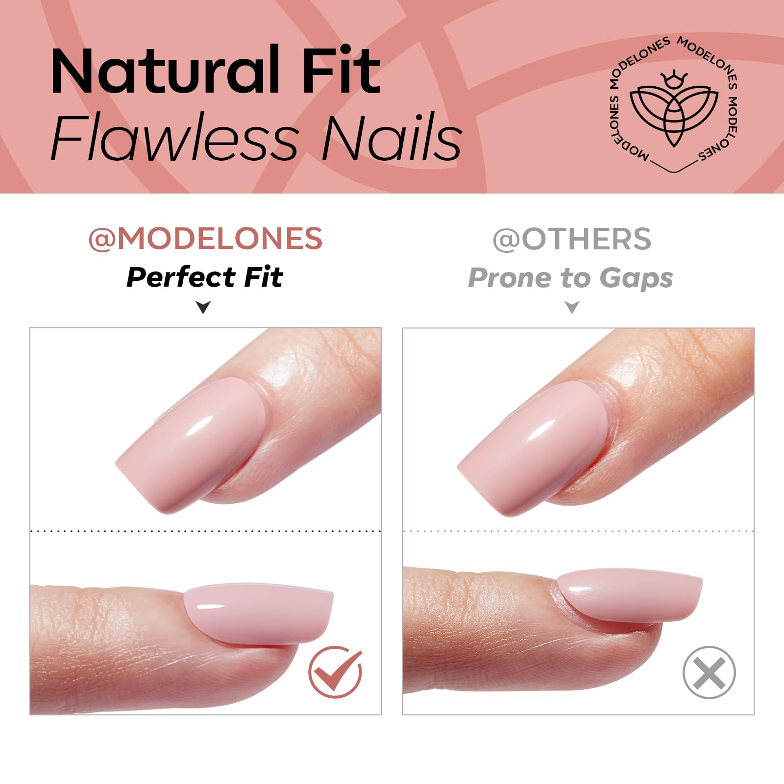 modelones press-on nails on hand showing natural appearance