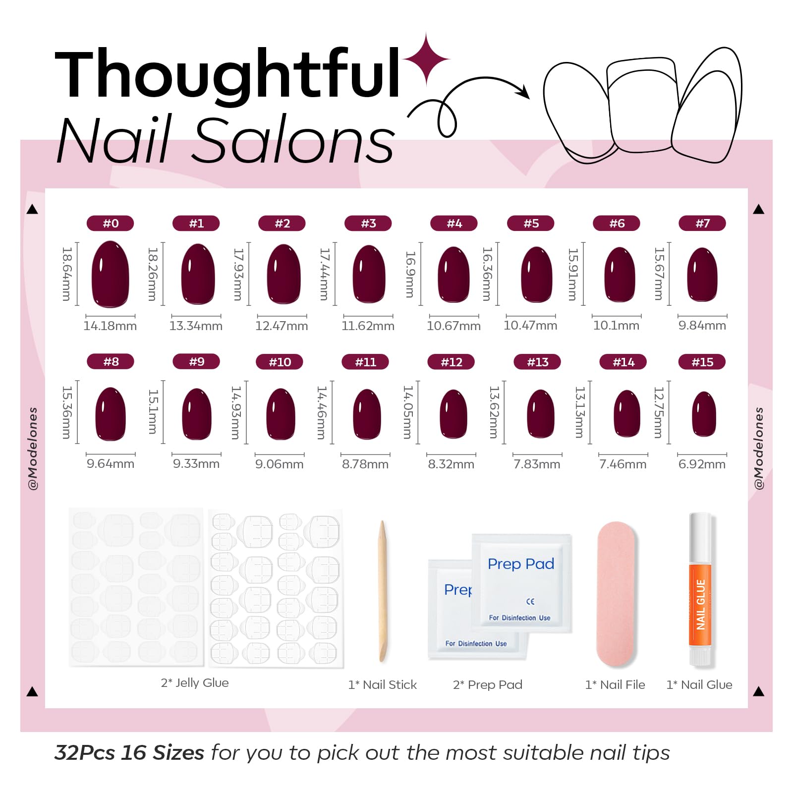 modelones press-ons on natural nails demonstrating natural finish