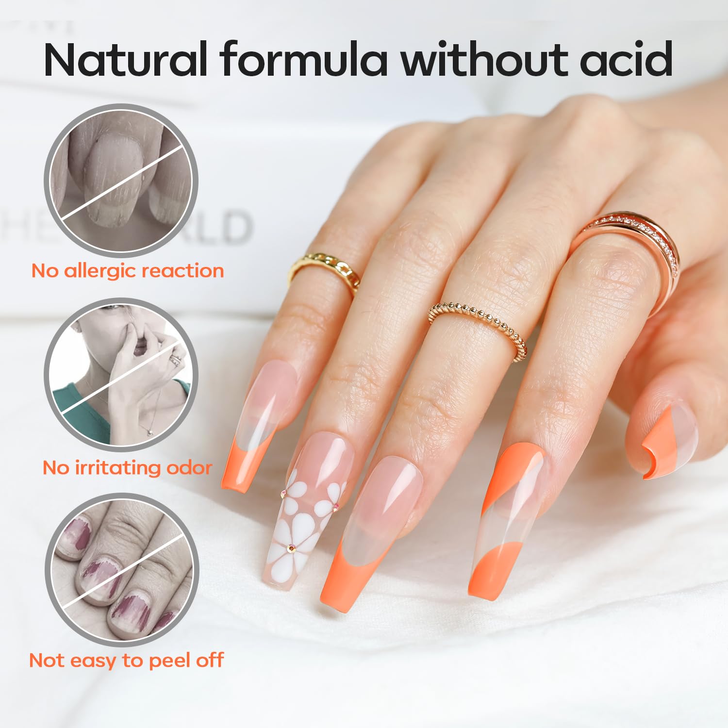 modelones primer label detail showing HEMA-free and acid-free formulation benefit