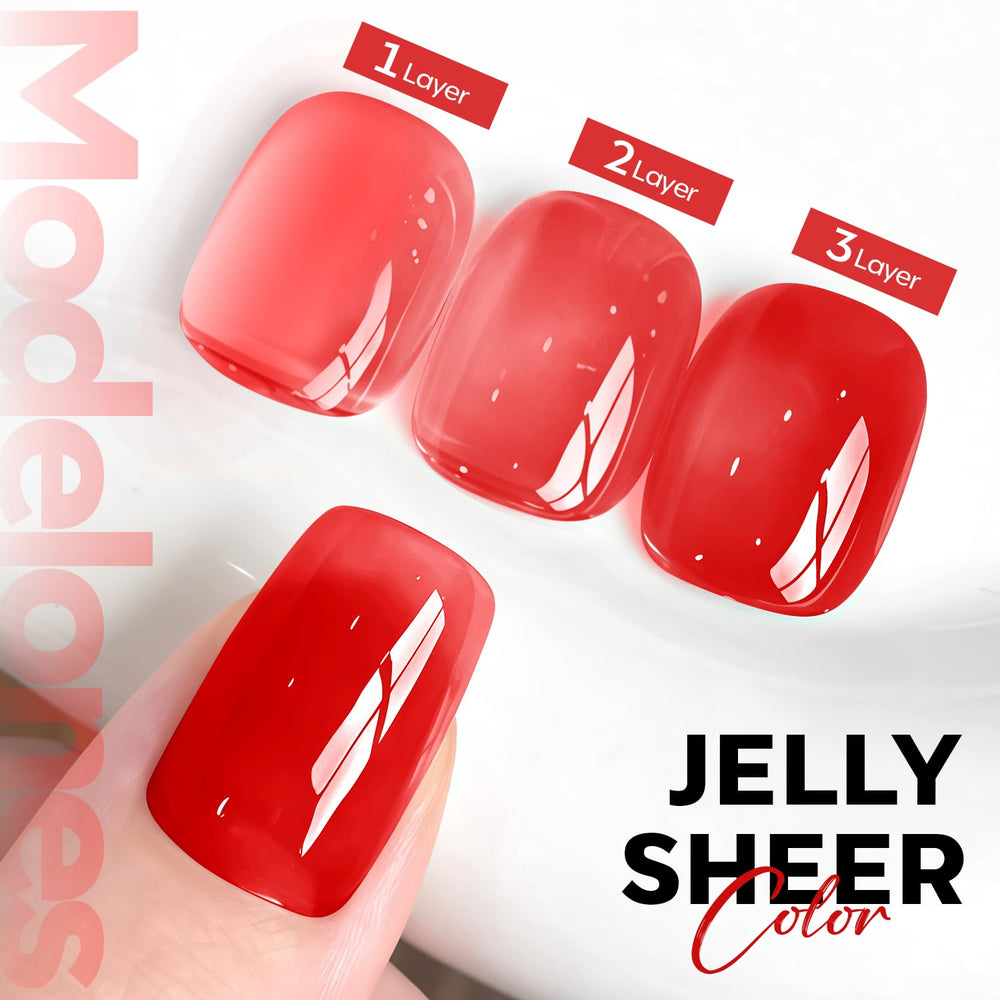 modelones close-up of gel texture highlighting glossy translucence for layered effects
