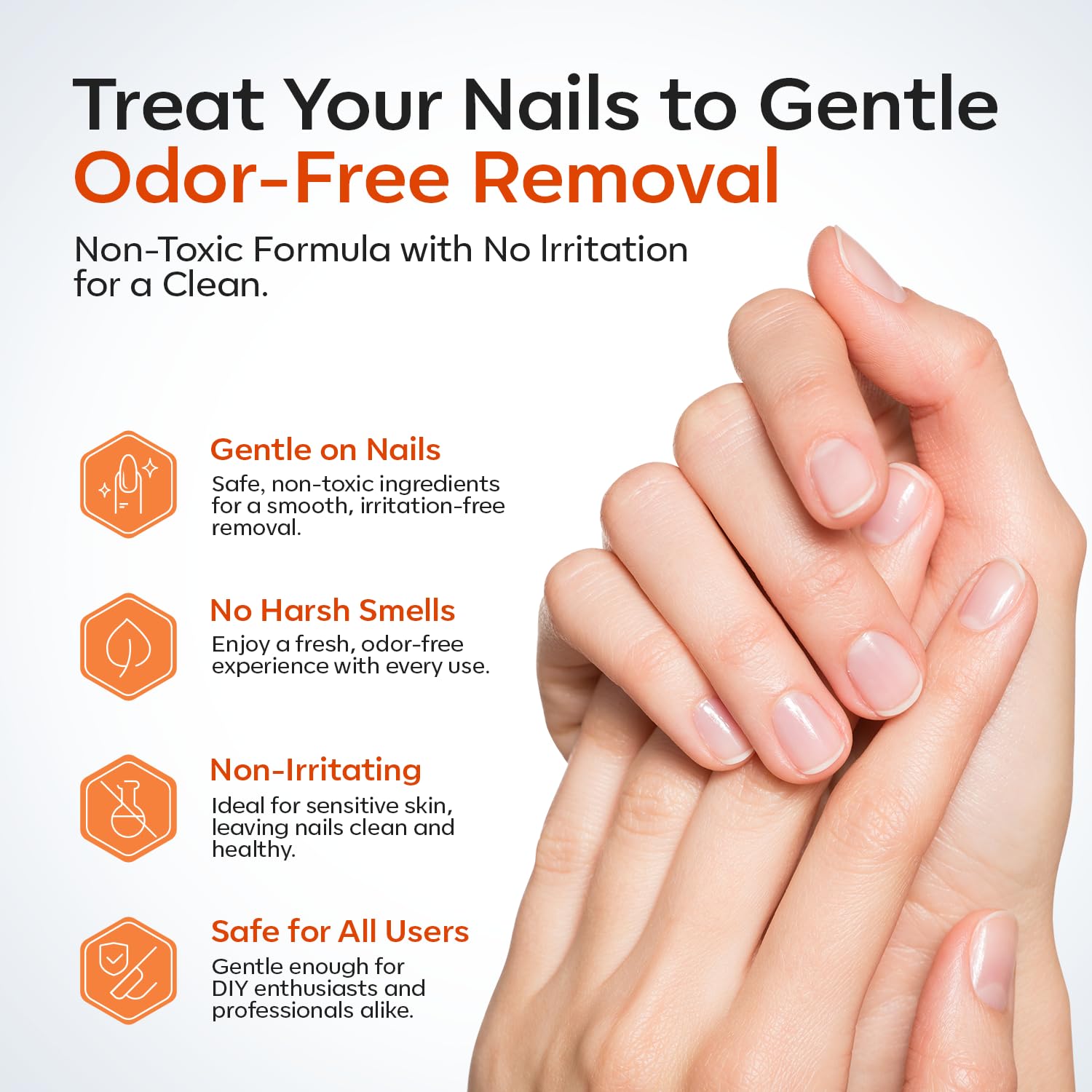 modelones removal process step showing lifted press-on for gentle care