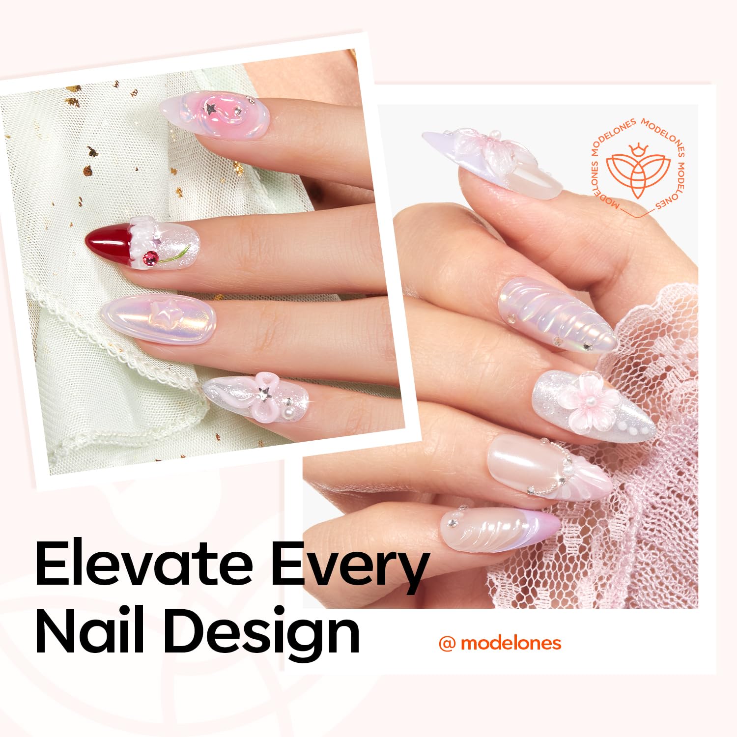 modelones rhinestone secured on nail showing strong adhesive bond benefit
