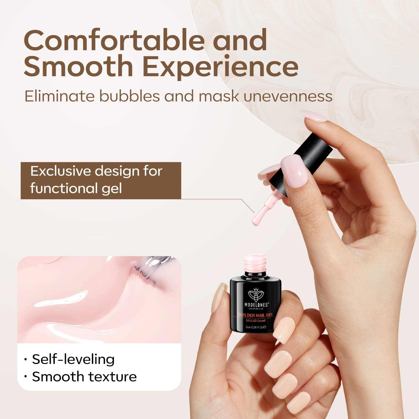 modelones lifestyle salon scene with neutral manicure suitable for events