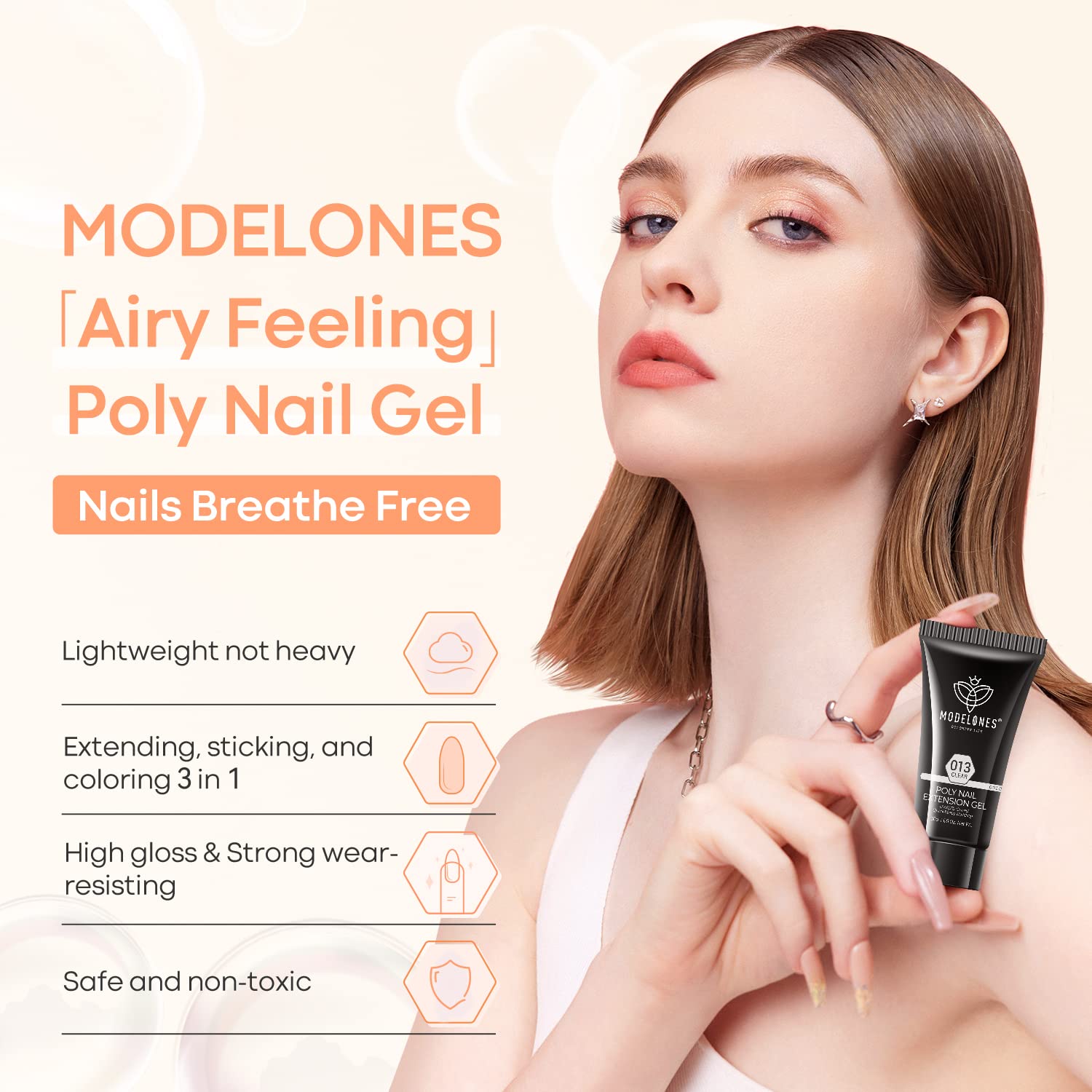 modelones 50ml tube in hand shows true size and handy volume