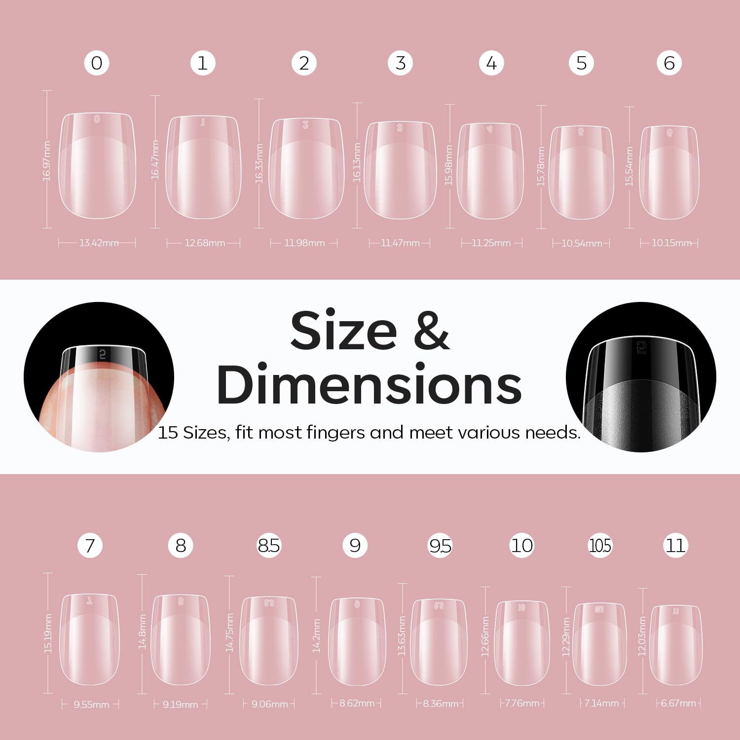 modelones next to finger for scale showing natural short length and discreet fit