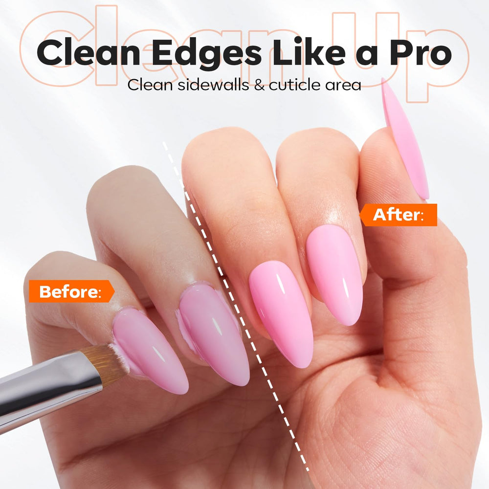 modelones brush next to nail for scale to show wider French tip advantage