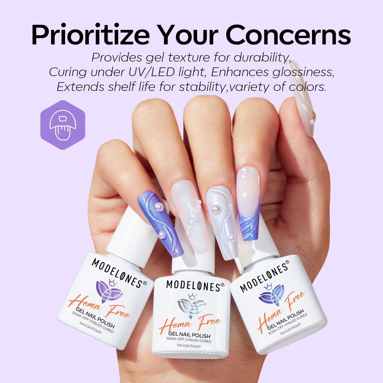 modelones set beside LED lamp demonstrating easy at-home curing