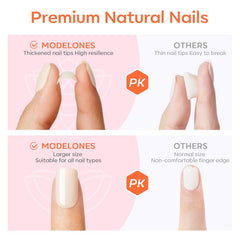 modelones side profile of applied nail showing smooth edge and natural fit