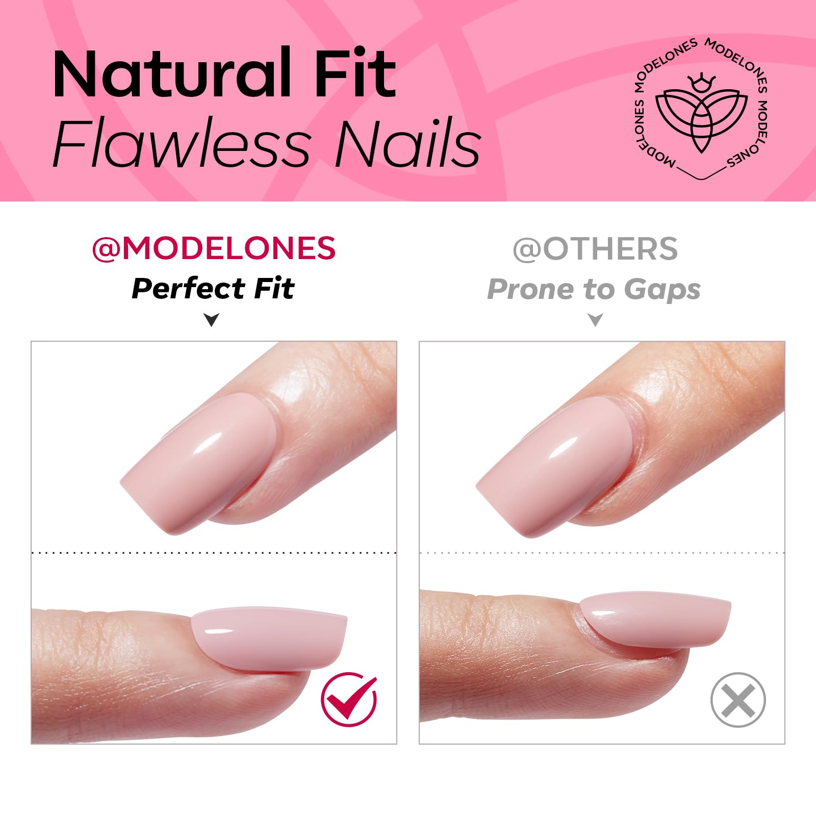 modelones side profile of worn nails showing durable waterproof finish