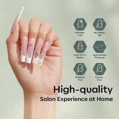 modelones side profile of extra long square tip showing flat no-C-curve fit for wider nails