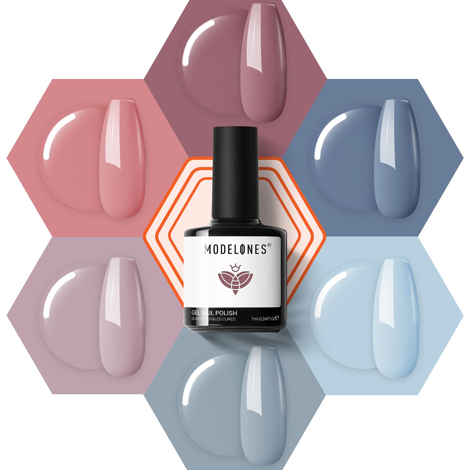 modelones six-bottle front packaging showing full color range and neat storage benefit