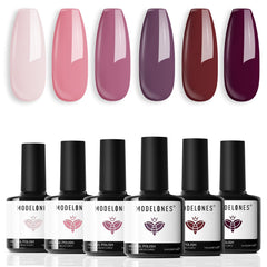 modelones six bottles lined up showing the color range for easy shade selection benefit
