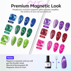 modelones six shades displayed to show each glitter color and finish