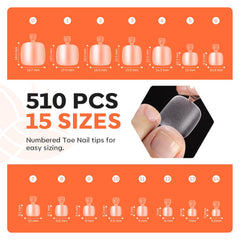modelones layout of 15 sizes to find the perfect toe fit