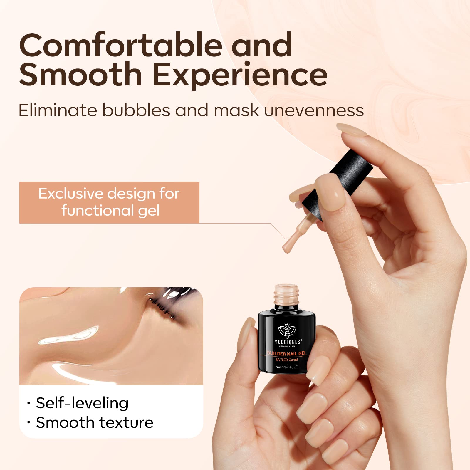 modelones bottle held in hand showing true size and travel-friendly benefit