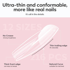 modelones coffin tip on a finger for accurate size and natural look