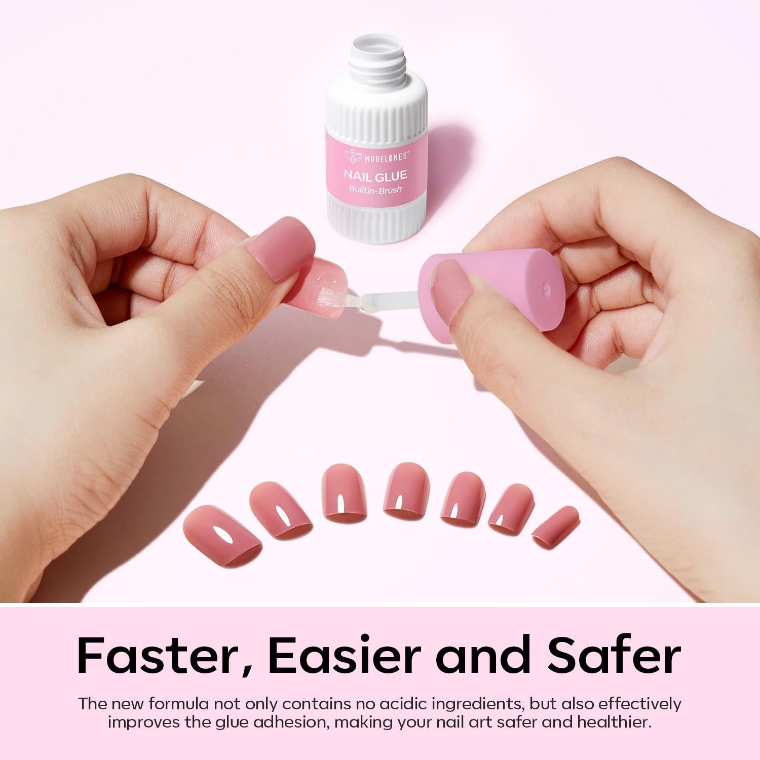 modelones bottle beside fingernail for scale showing compact 10 ml travel convenience