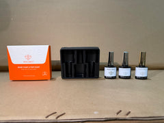 modelones bottle beside coin showing compact travel-friendly size