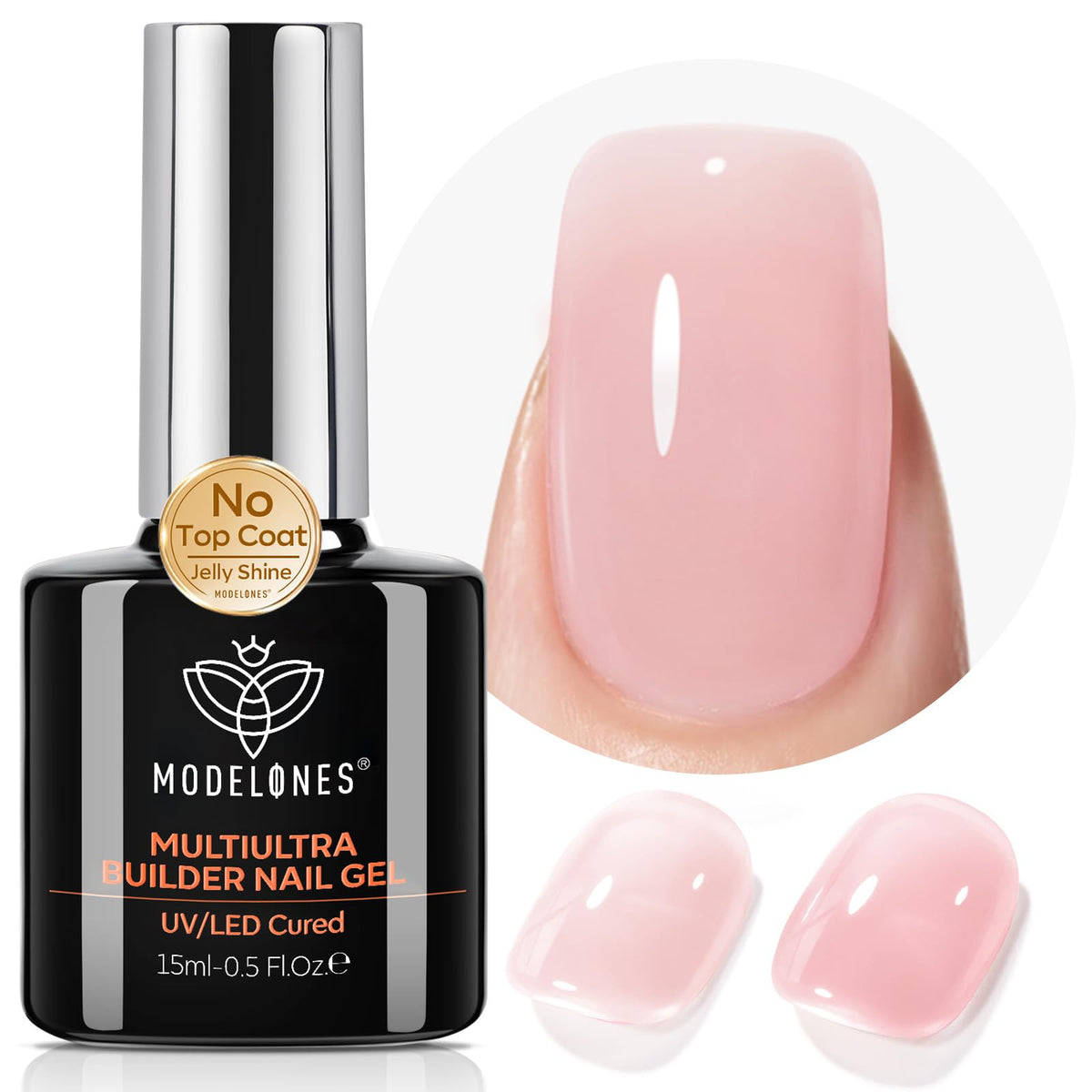 modelones soft pink front bottle showing product and glossy finish benefit