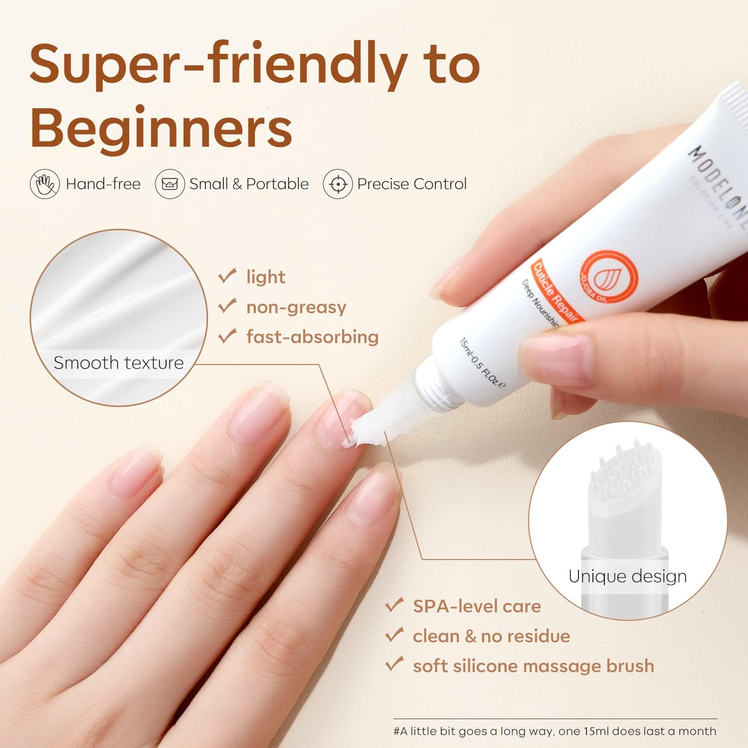 modelones soft silicone brush tip close-up for gentle massage and hygienic application