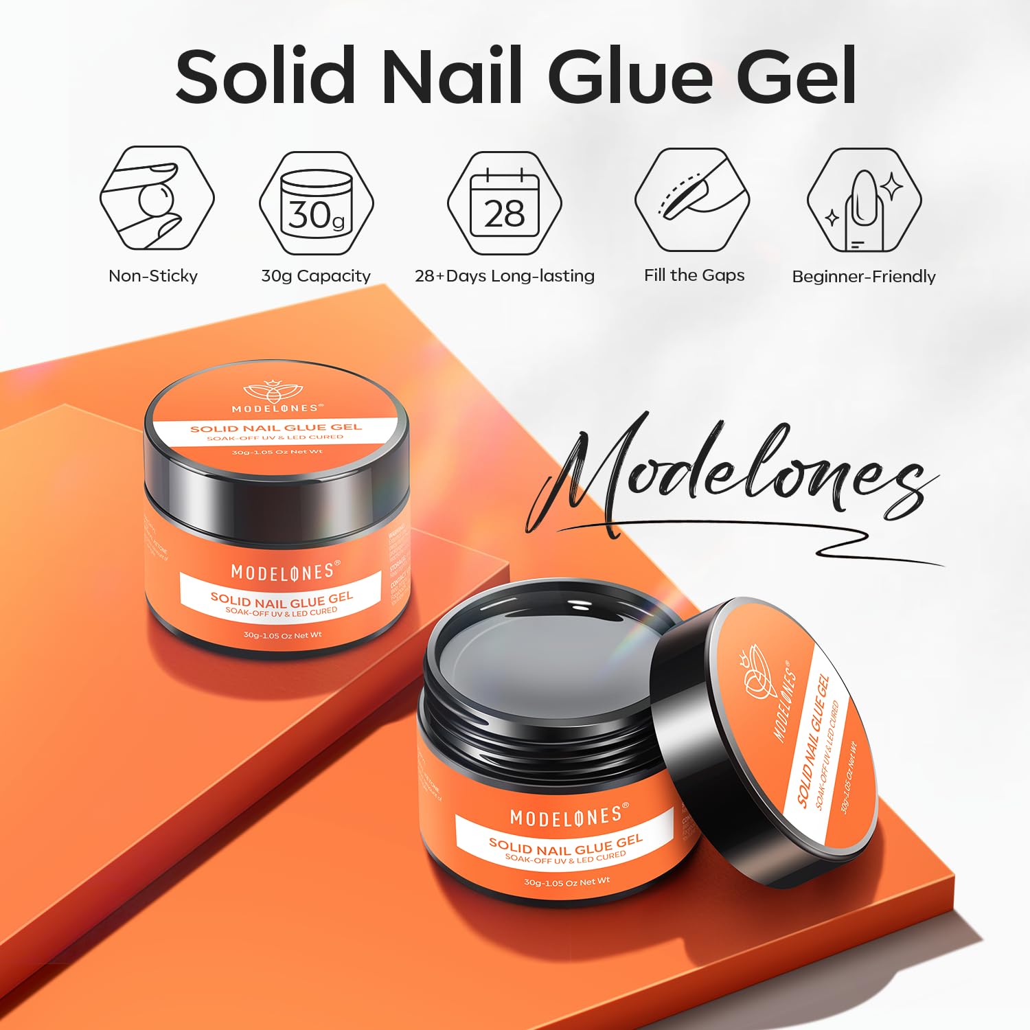 modelones solid gel close-up texture highlighting non-sticky application