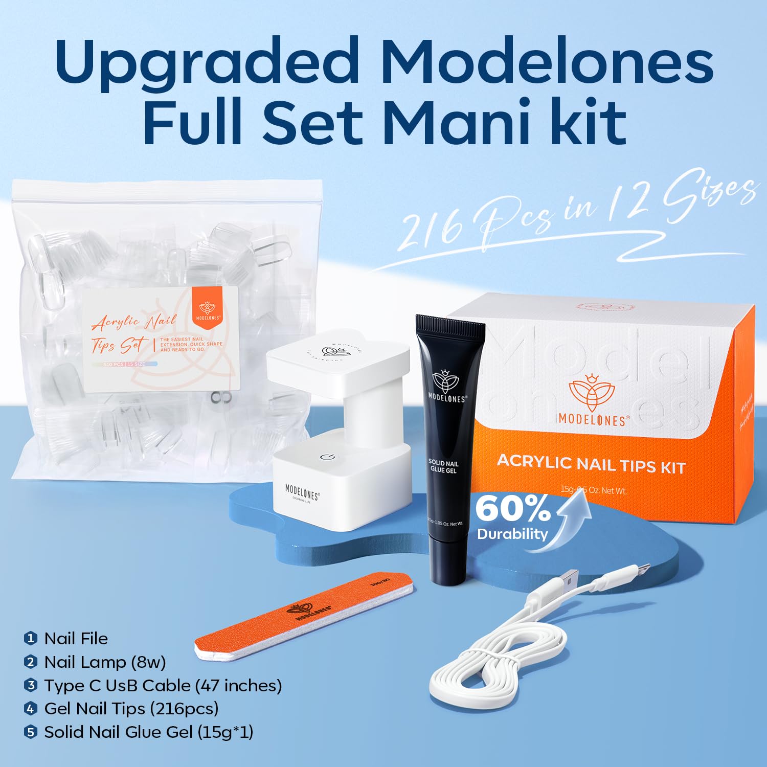 modelones solid glue gel bottle close-up for controlled application