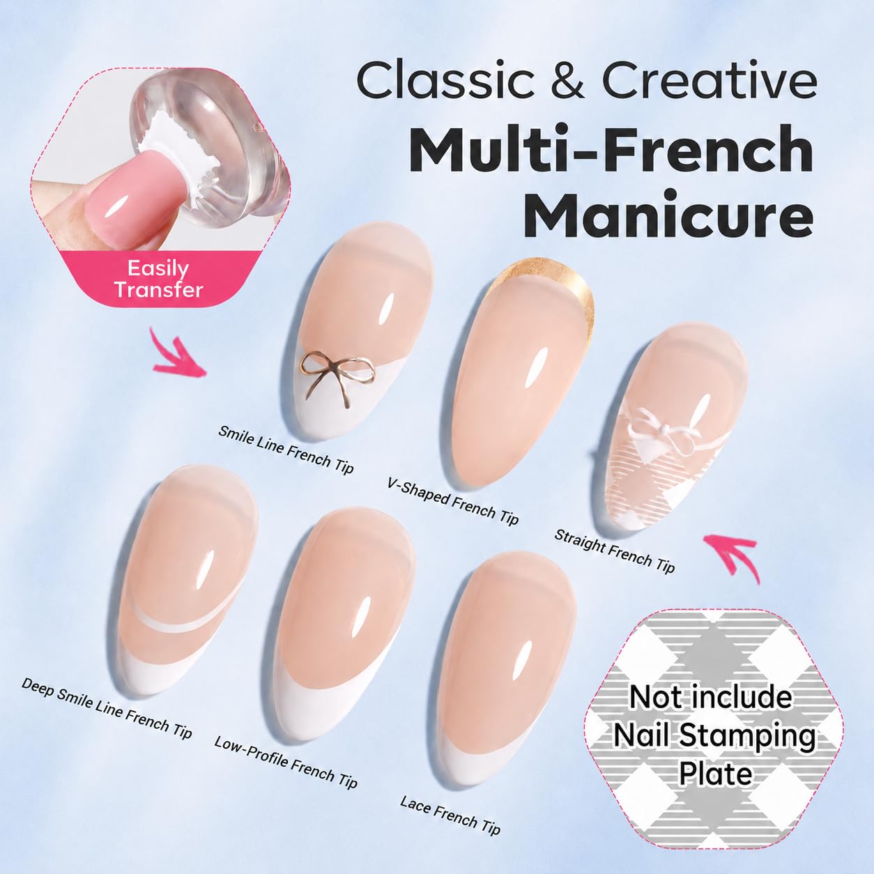 modelones stamper in use stamping a French tip, smooth transfer benefit