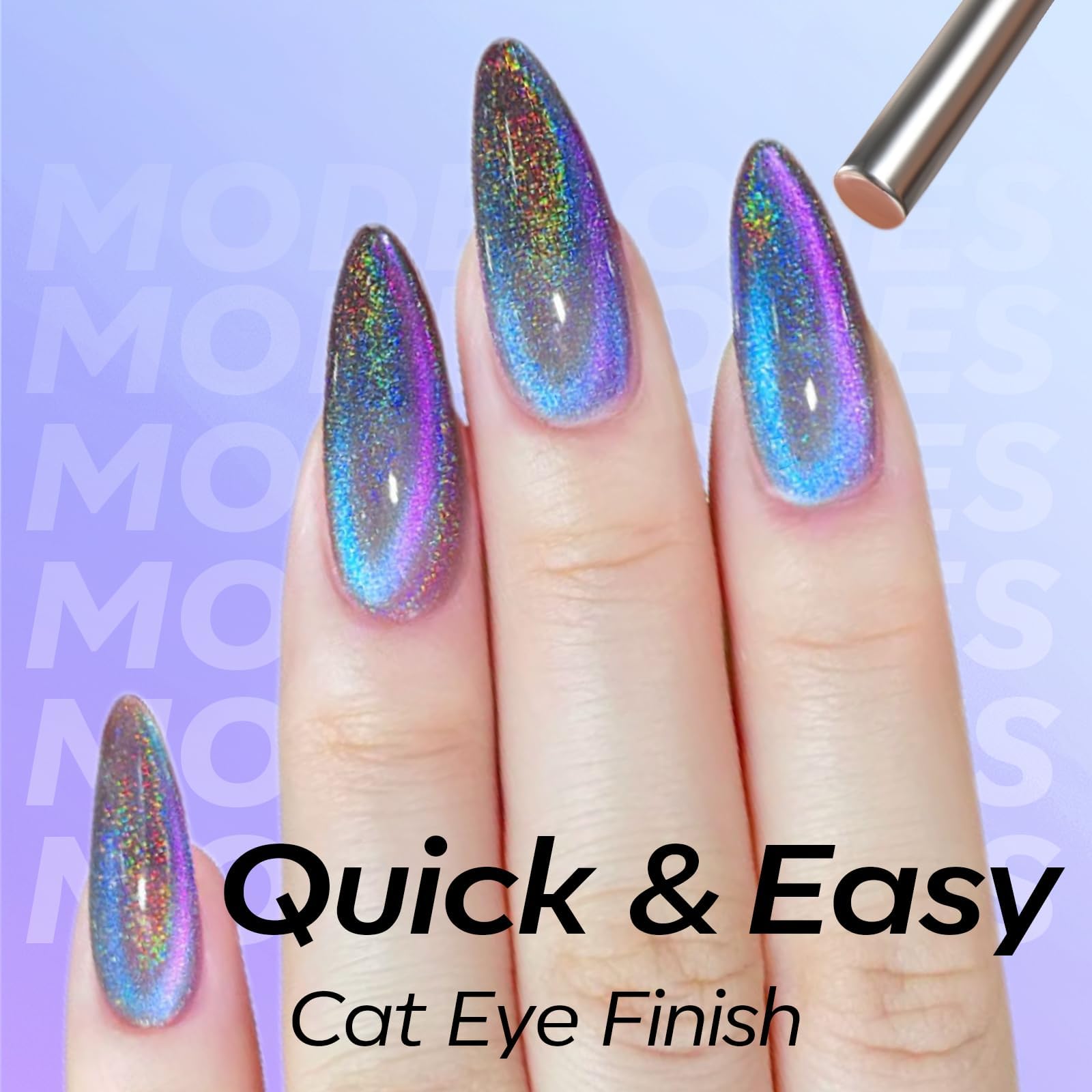 modelones swatch nail wheel showcasing color shifts and versatile finish benefit
