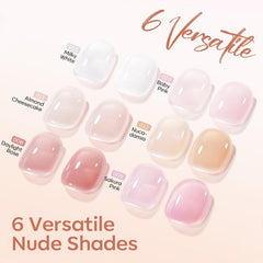 modelones swatches of nude, pink and milky white for color choice