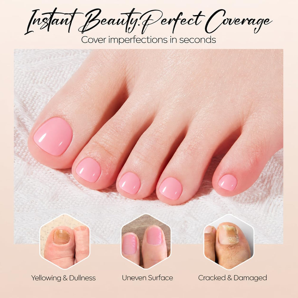 modelones sheer pink swatch on nail tip, conceals imperfections visibly