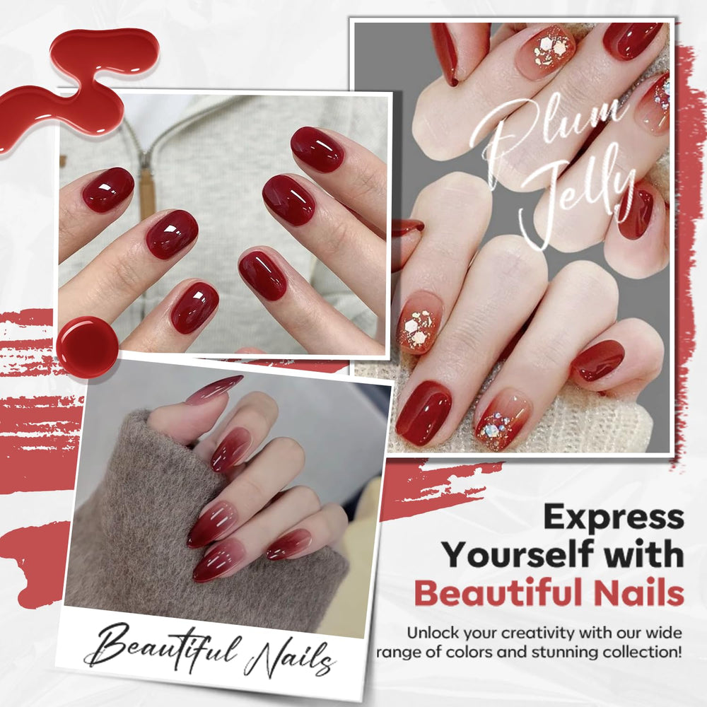 modelones nail wheel swatch displaying translucent dark red tones and layering effects