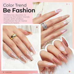 modelones swatch fan displaying six nail colors for easy shade comparison