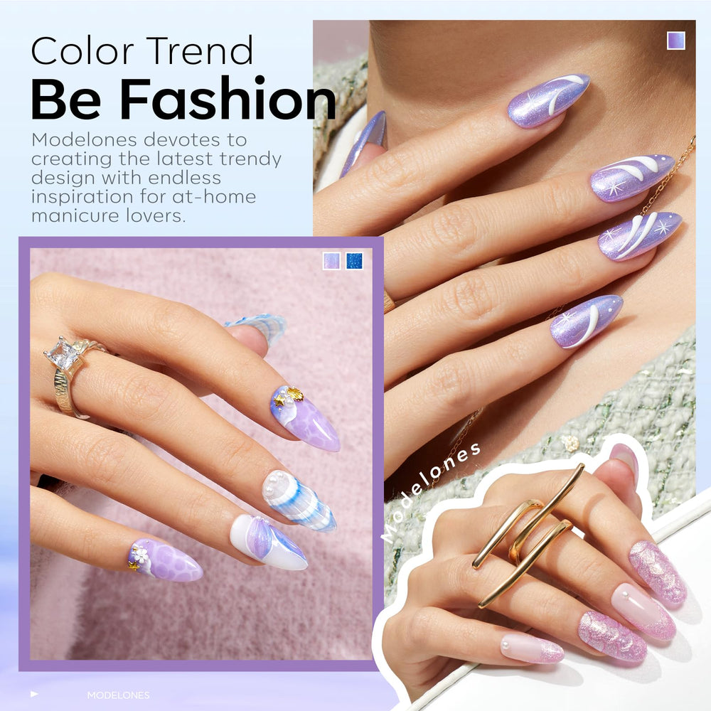 modelones nail wheel swatches showing six colors with visible color-shift benefits