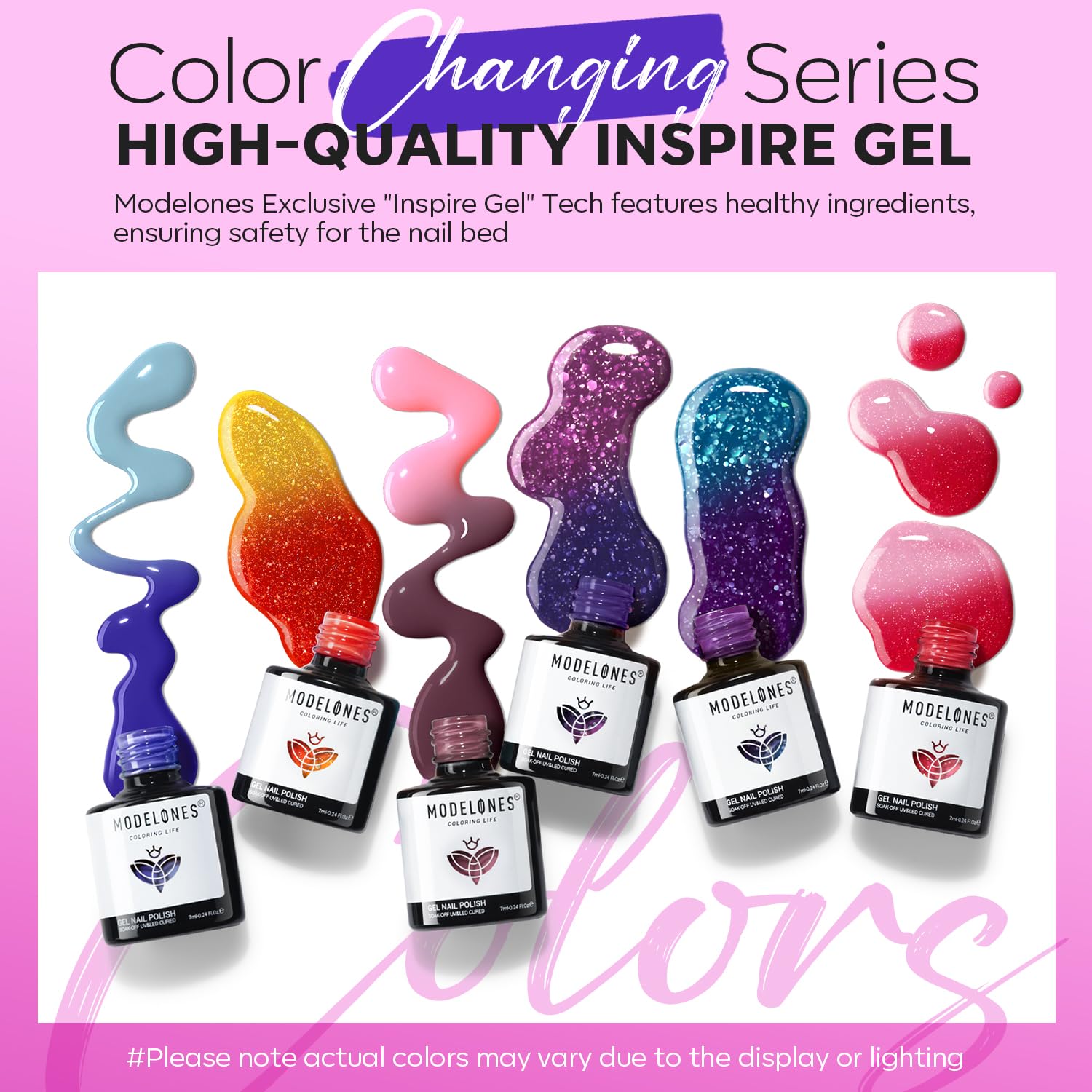 modelones swatch strip showing all six mood-change transitions for inspiration benefit